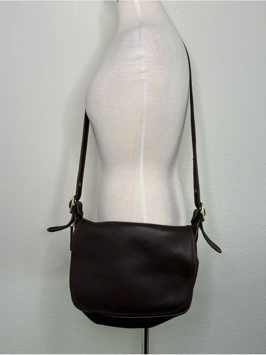 Coach Patricia Legacy Flap Mahogany Brown Leather Crossbody Saddle‎ Bag 9951 Y2K - Picture 2 of 11